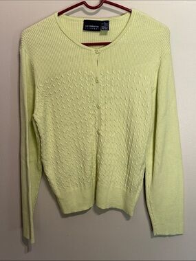 Liz Claiborne Light Lime Knit Button-Front Cardigan